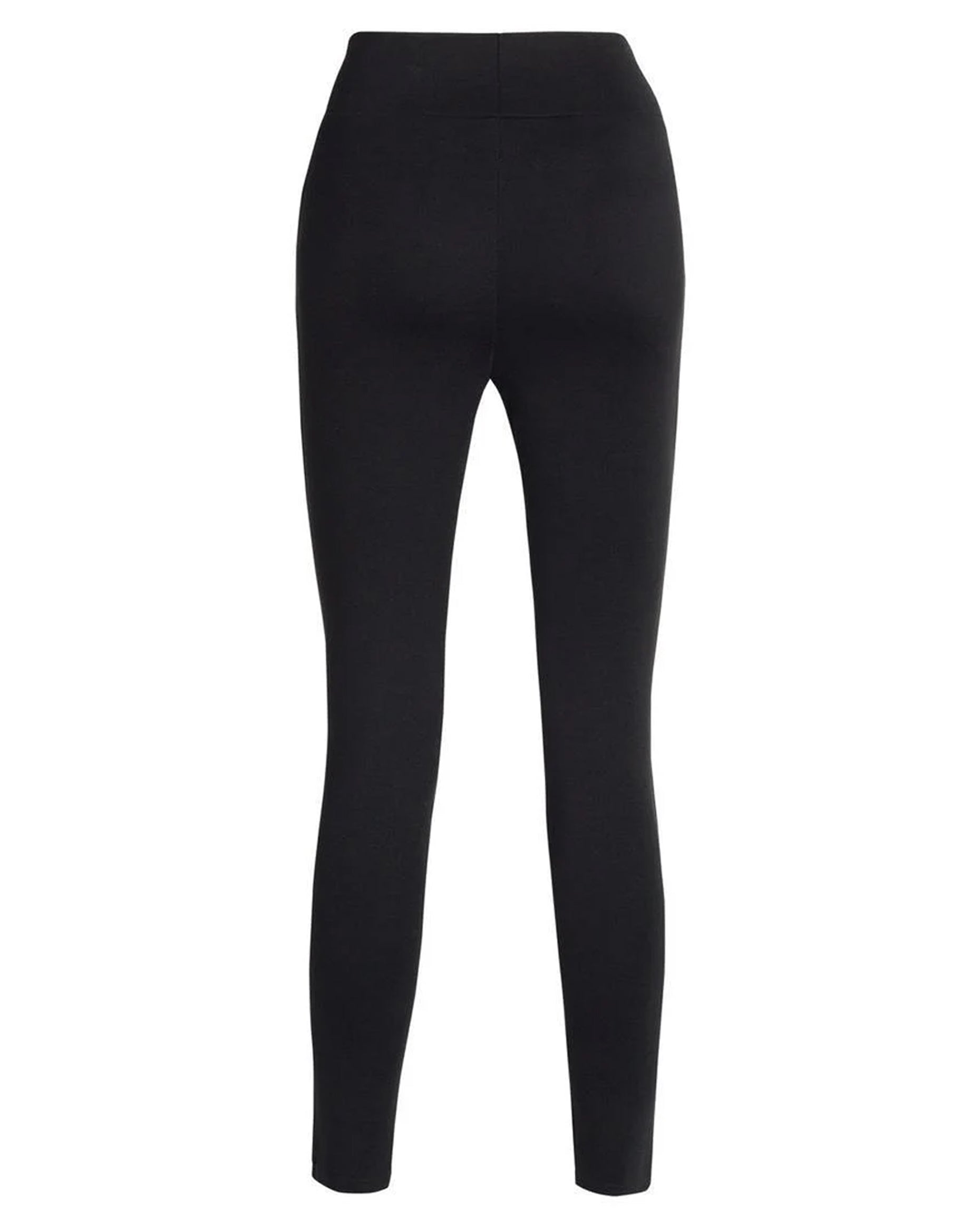 Ysabel Mora 70273 Leggings - Black jodhpur style high waisted leggings with silver side zips, raised centre seam down the leg and deep slimming waist band. Back view.
