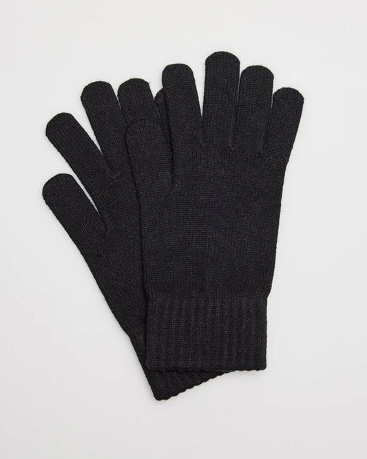 Ysabel Mora Knitted Gloves - Plain black knitted soft and warm knitted gloves with a deep elasticated cuff.