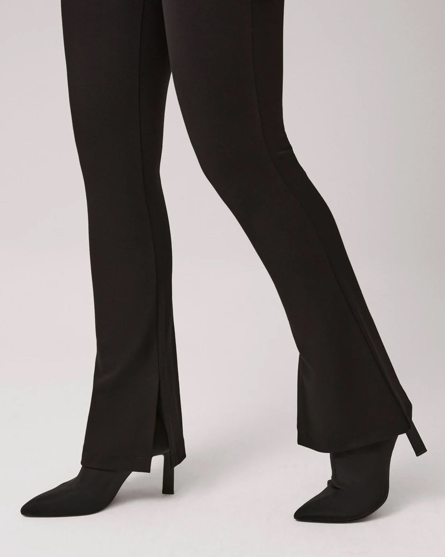Ysabel Mora 70292 Flare Treggings - Black boot-cut leggings with inside slits at the bottom.