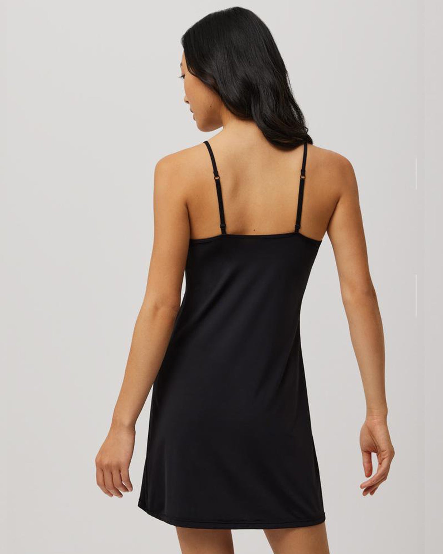 Ysabel Mora 19964 Slip Dress - Basic black v-neck slip dress made of light microfibre fabric with adjustable straps for better fit, comfort and support. A great base layer to wear under dresses.