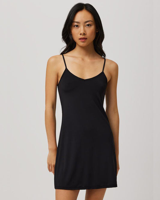 Ysabel Mora 19964 Slip Dress - Basic black v-neck slip dress made of light microfibre fabric with adjustable straps for better fit, comfort and support. A great base layer to wear under dresses.