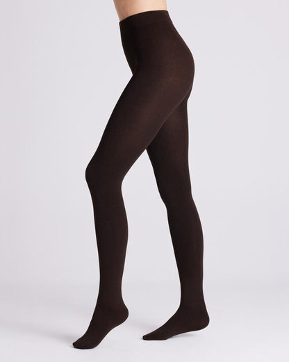 Ysabel Mora - 16841 Thermal Fleece Lined Tights in dark brown (marrón). Side view.