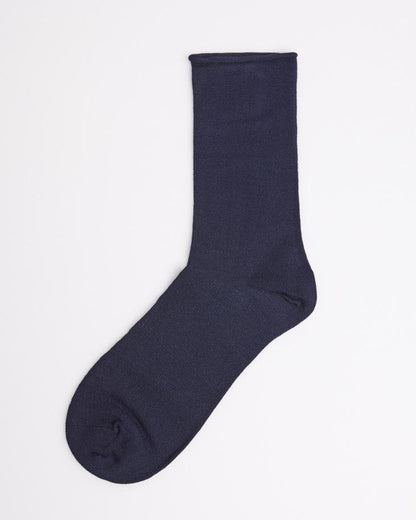 Ysabel Mora Bambu Sin Puno - dark navy blue no cuff soft roll top bamboo ankle socks, breathable and cool in the Summer, warm in the Winter