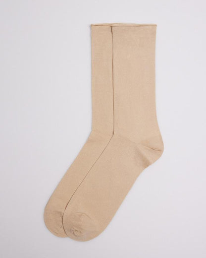 Ysabel Mora Bambu Sin Puno - light beige no cuff soft roll top bamboo ankle socks, breathable and cool in the Summer, warm in the Winter