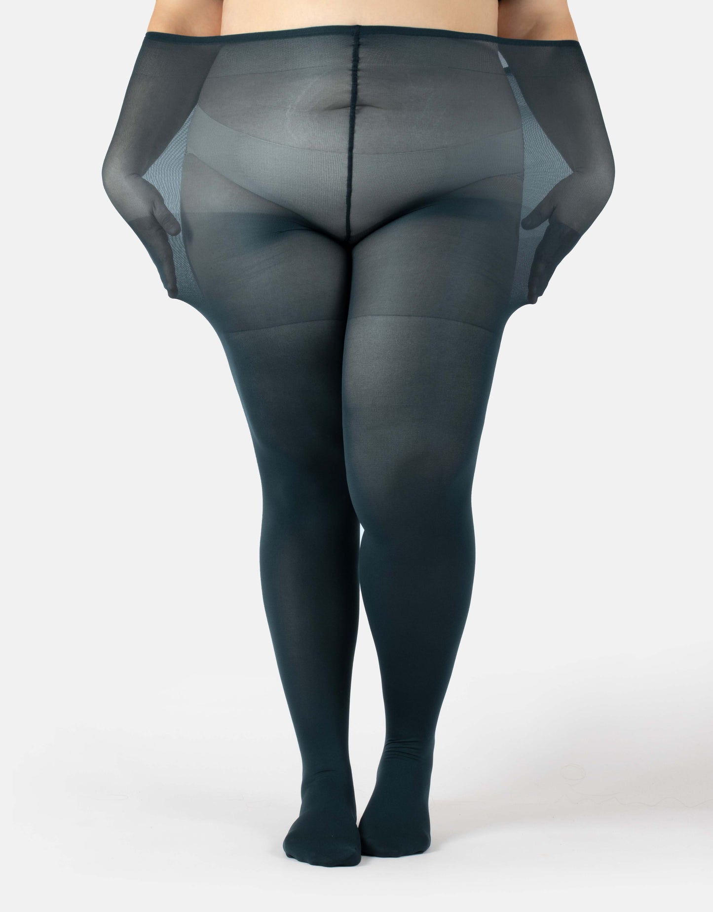 Calzitaly 60 Den Curvy Tights - Teal Green (mystic green) plain opaque plus size tights with a super elasticated boxer top, anti-chafing panels, flat seams and cotton gusset.