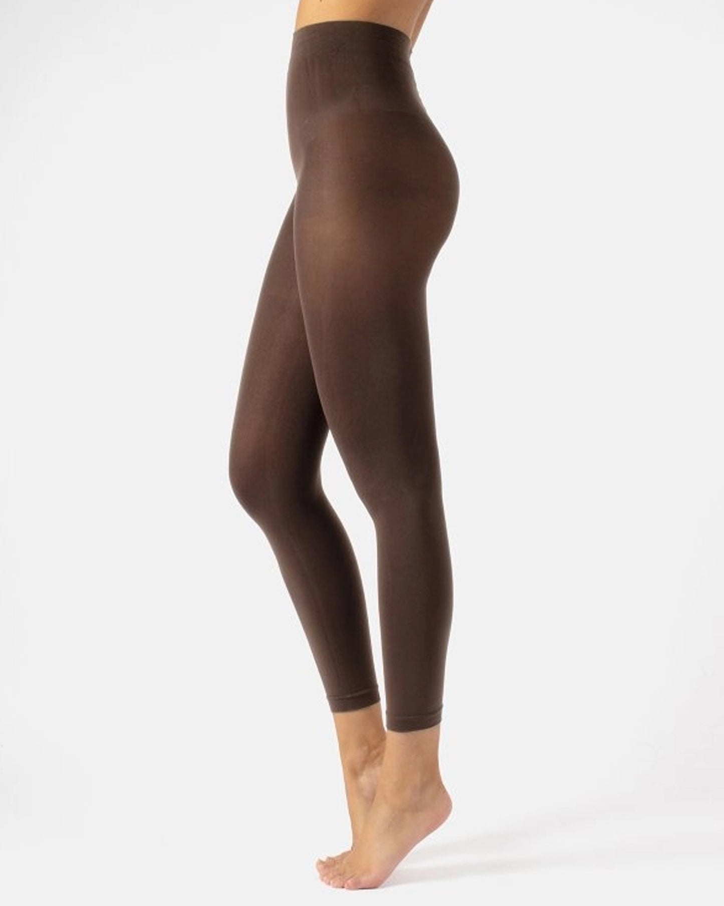 Calzitaly 80 Den Footless Tights - Plain brown (noce) matte opaque footless tights with flat seams and cotton gusset.