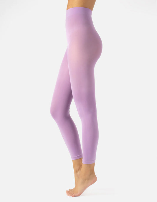 Calzitaly 80 Den Footless Tights - Plain lilac pastel purple (lilla) matte opaque footless tights with flat seams and cotton gusset.