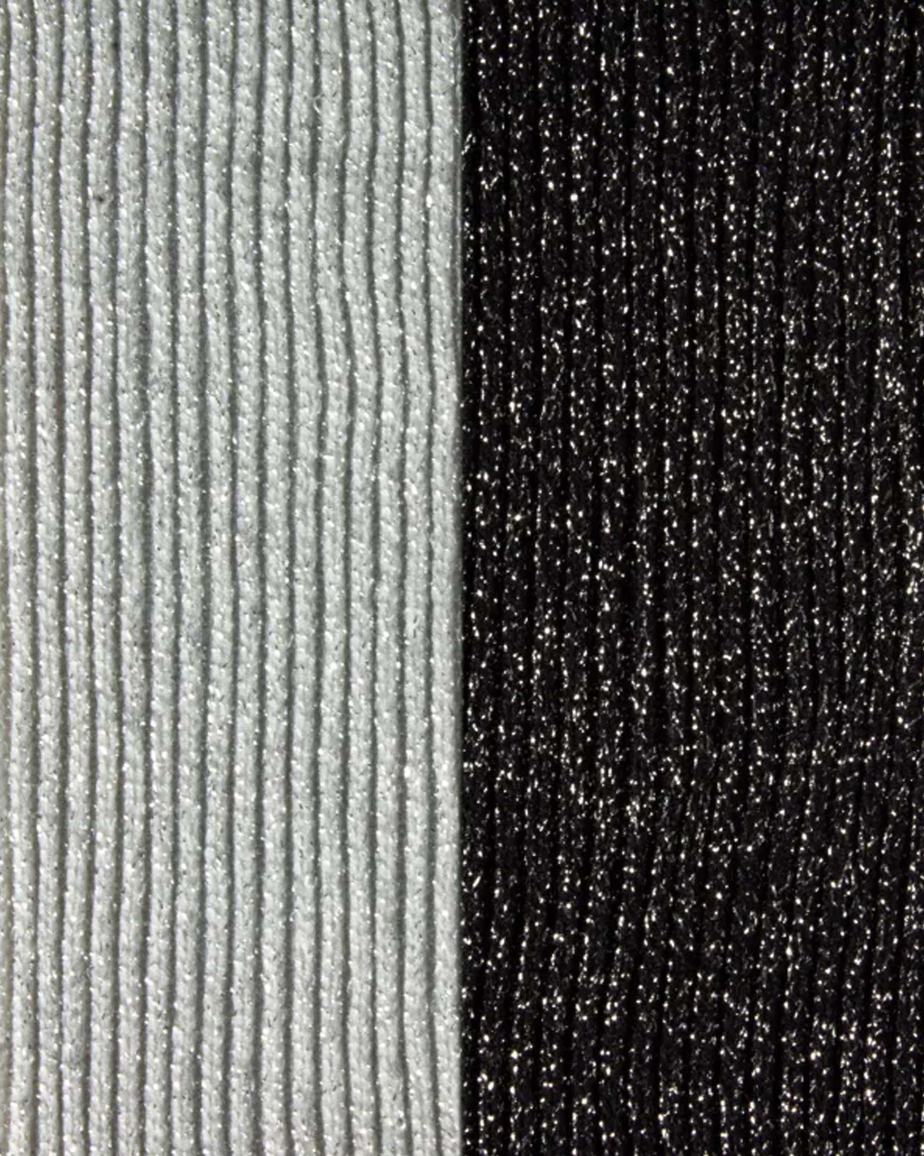 swatch of silver grey and black with silver lurex ribbed socks