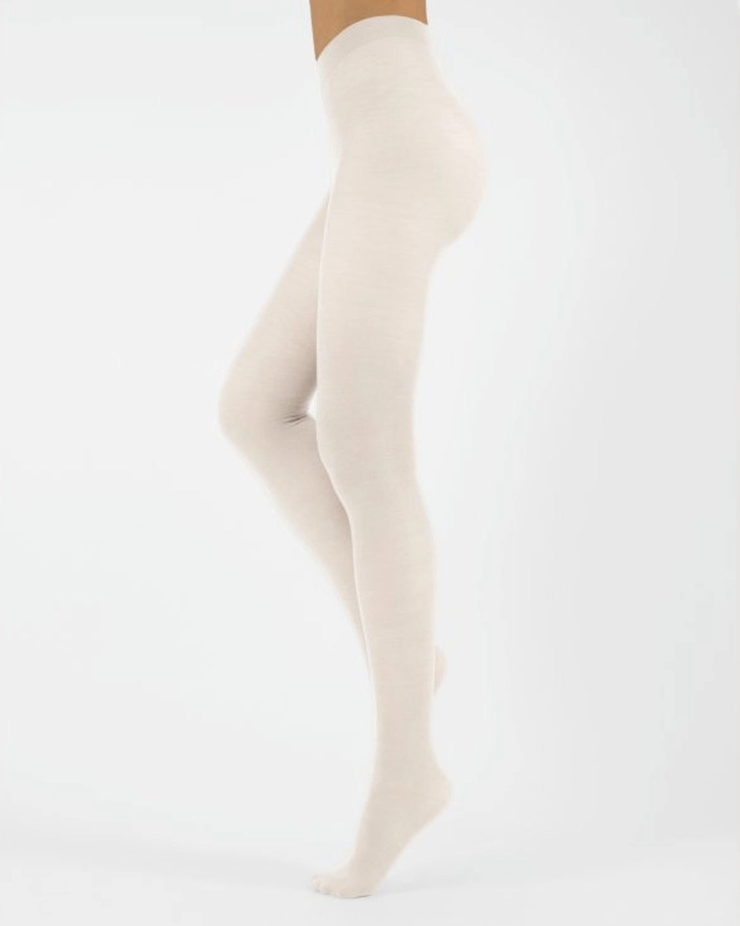 Calzitaly Wine Merino Tights - Light and warm knitted thermal tights in an ivory/cream colour.