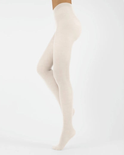 Calzitaly Wine Merino Tights - Light and warm knitted thermal tights in an ivory/cream colour.