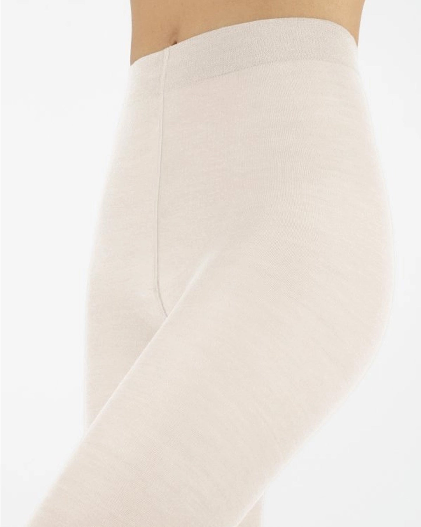 Calzitaly Wine Merino Tights - Light and warm knitted thermal tights in an ivory/cream colour.