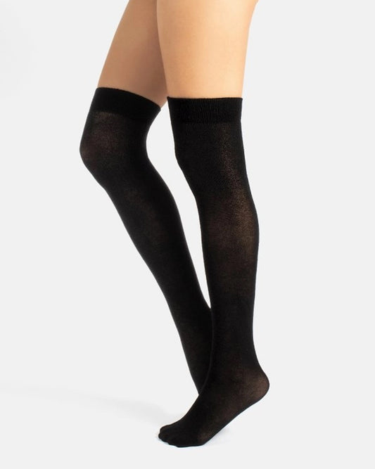 Calzitaly Over-Knee Socks - Black light weight cotton mix over the knee socks with a deep elasticated cuff.