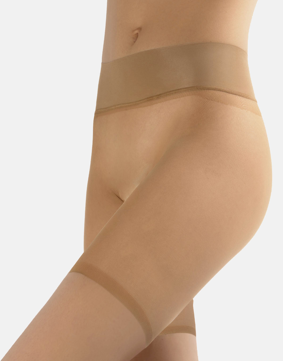 Calzitaly 15 Den Seamless Anti-Chafing Shorts - Sheer nude anti-chafing shorts with a seamless body and smooth plain deep comfort waistband.