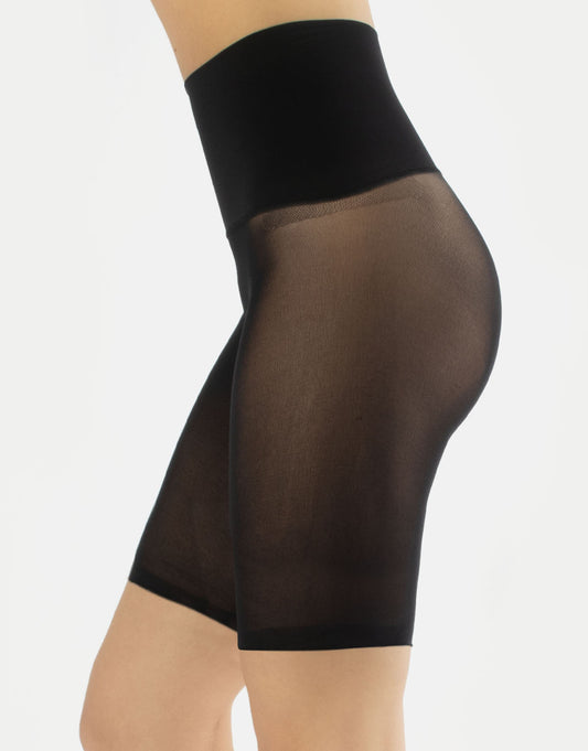 Calzitaly 50 Den Seamless Anti-Chafing Shorts - Semi-opaque anti-chafing shorts with a seamless body and smooth plain deep high waisted comfort band.