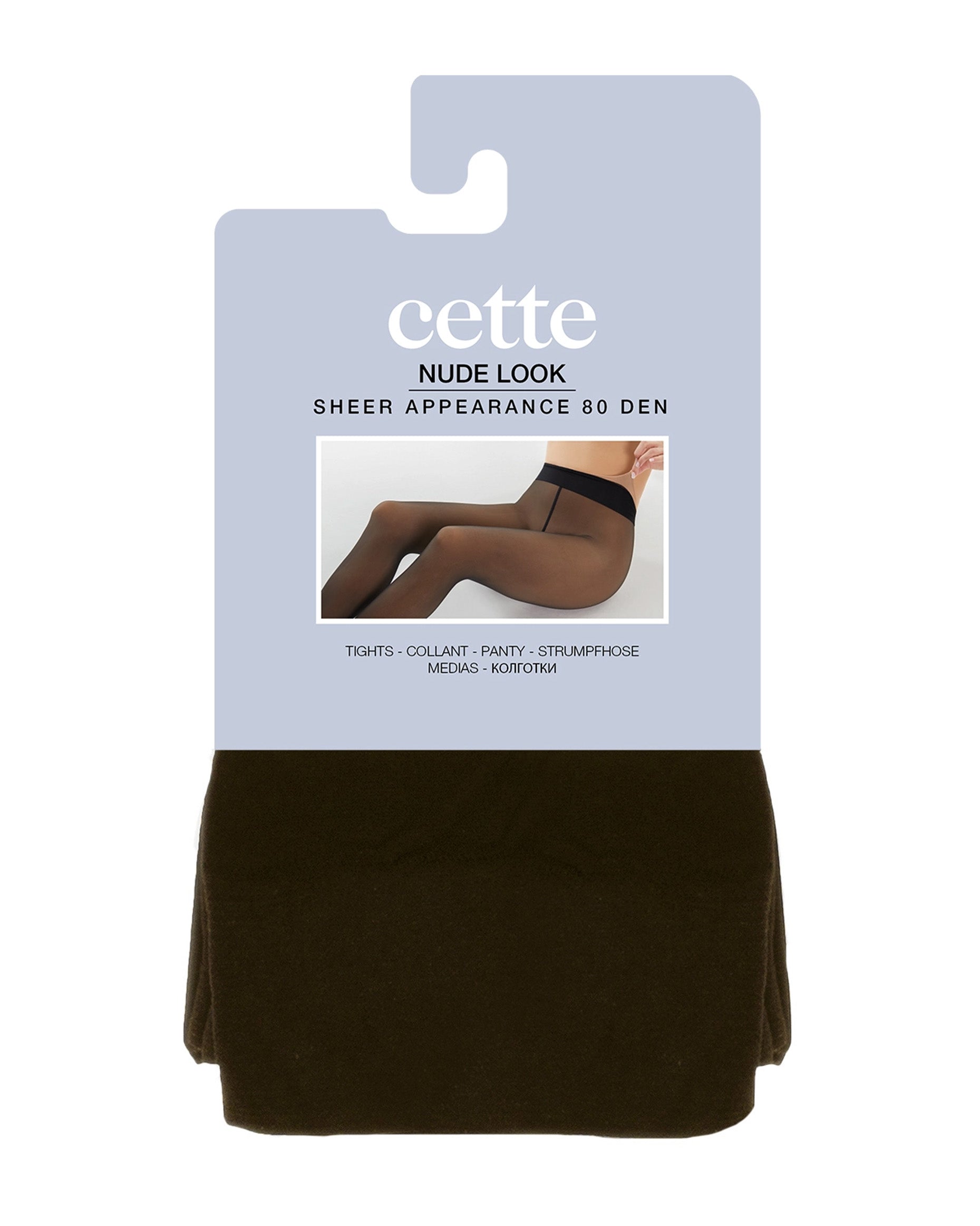Packaged tights with 'cette' branding on a white background