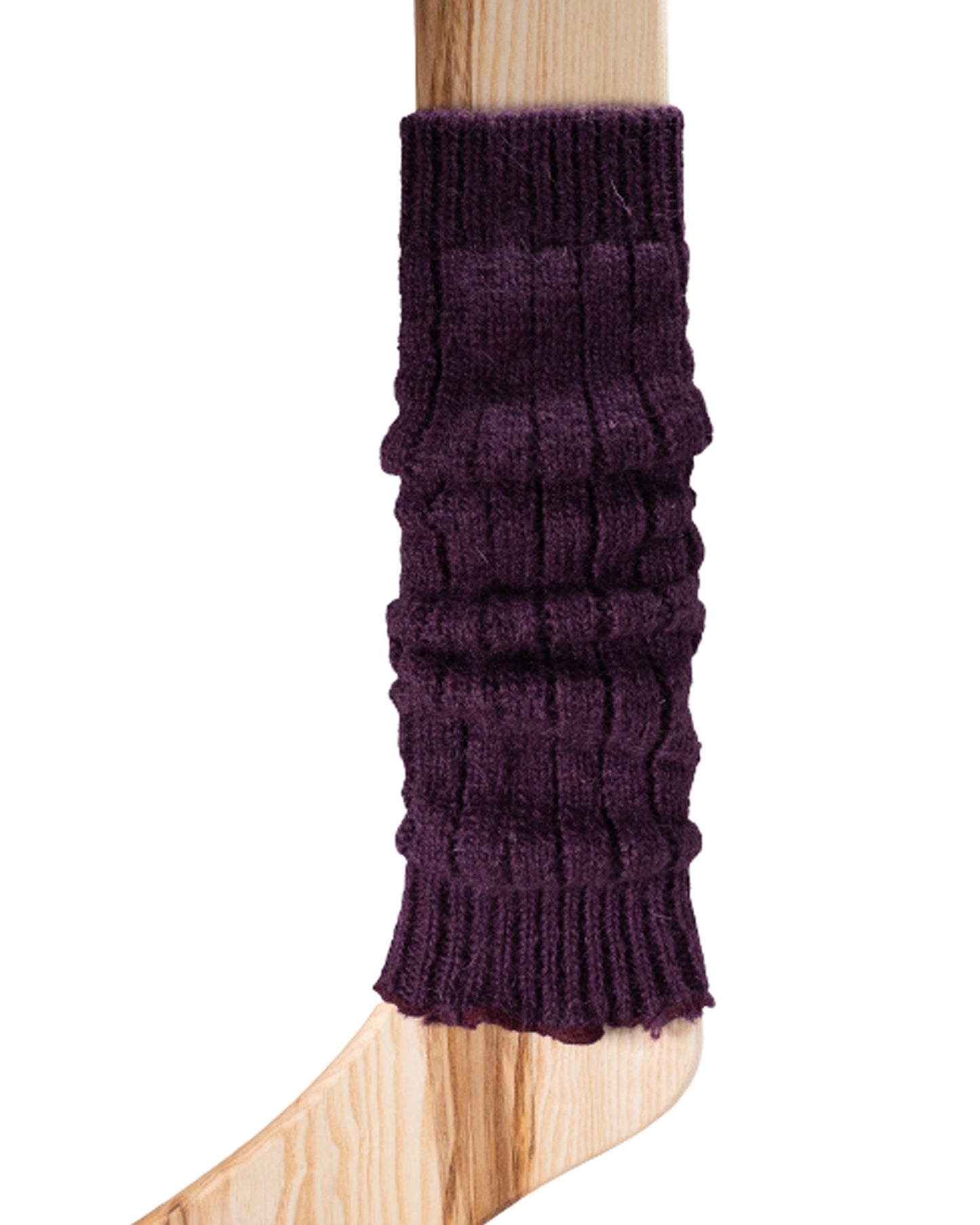 Connemara Socks - Dark purple chunky ribbed knitted leg warmers made of 100% wool, perfect for keeping your legs and arms warm during cold Winters. Made in Ireland.
