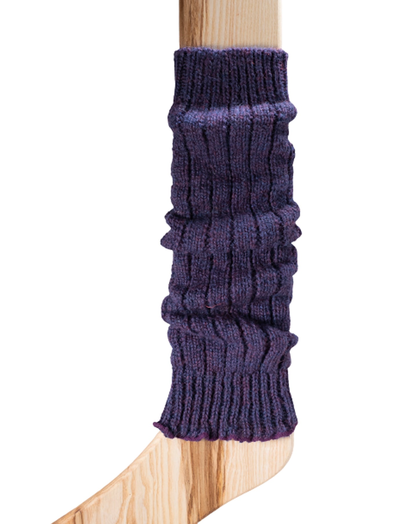 Connemara Socks - Dark purple chunky ribbed knitted leg warmers made of 100% wool, perfect for keeping your legs and arms warm during cold Winters. Made in Ireland.