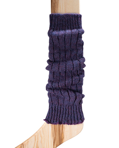 Connemara Socks - Purple chunky ribbed knitted leg warmers made of 100% wool, perfect for keeping your legs and arms warm during cold Winters. Made in Ireland.