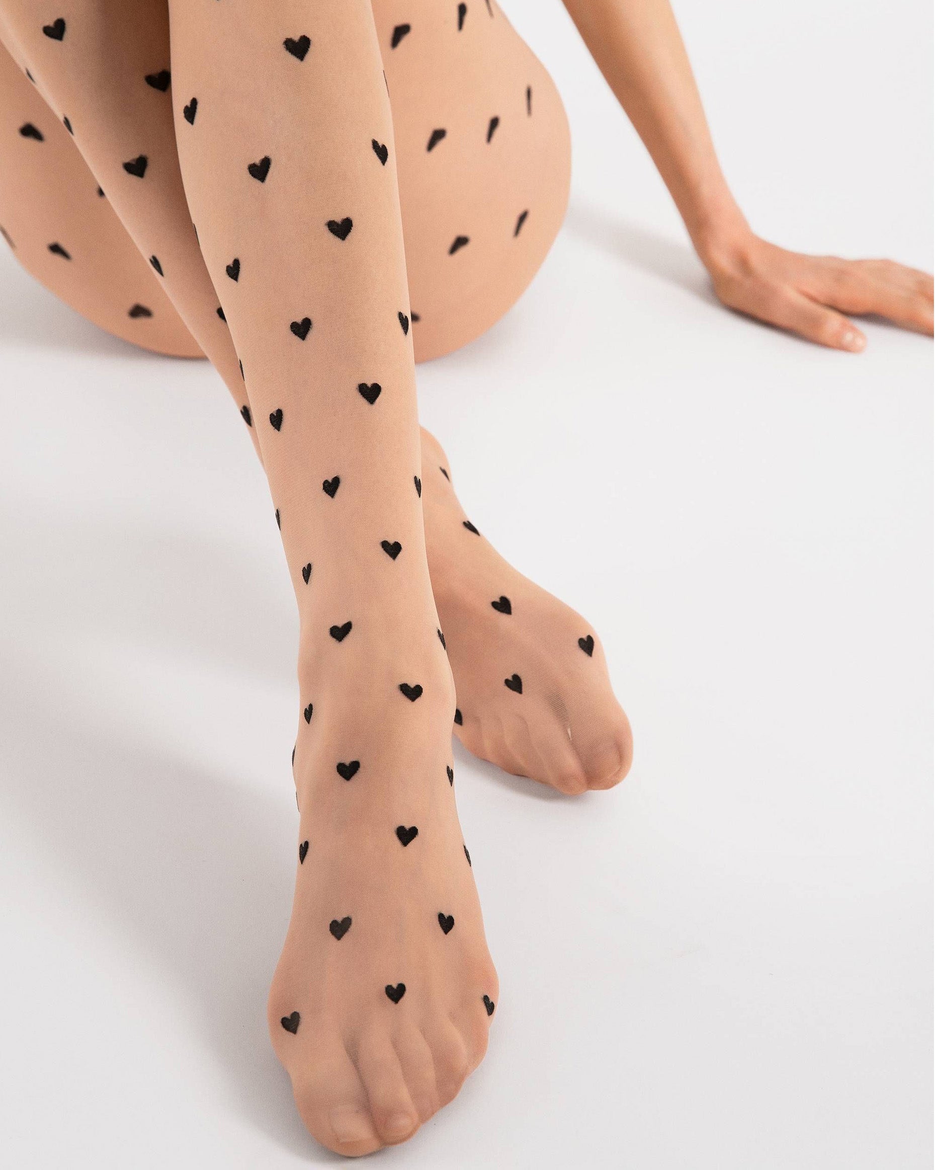 Fiore Love Potion: HEART PATTERN TIGHTS (Black Nude) – Tights