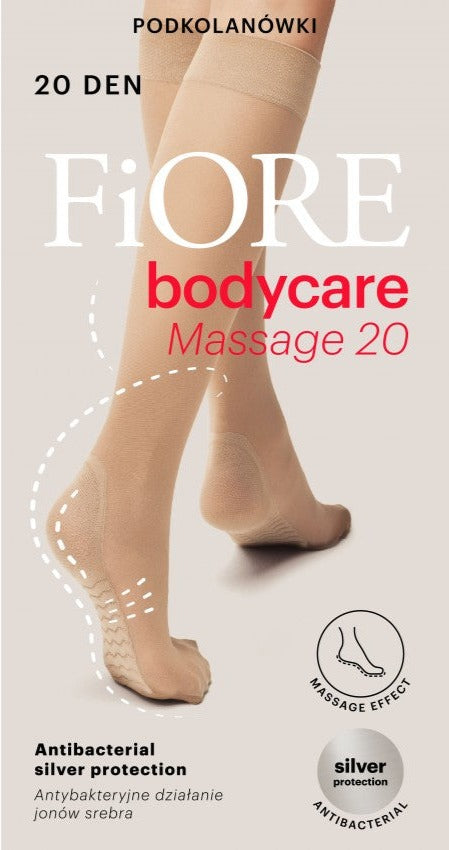 Fiore Massage Knee-High Sock - Sheer knee length with a prophylactic foot-massage effect on the sole and a non-pressure comfort cuff. Made with Silver Fresh Technology which helps keep skin fresh and dry.