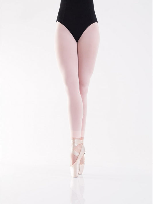 Fiore Yvette Footless Tights - Semi-opaque ballet dusty pink footless tights with deep cuff and flat seams.