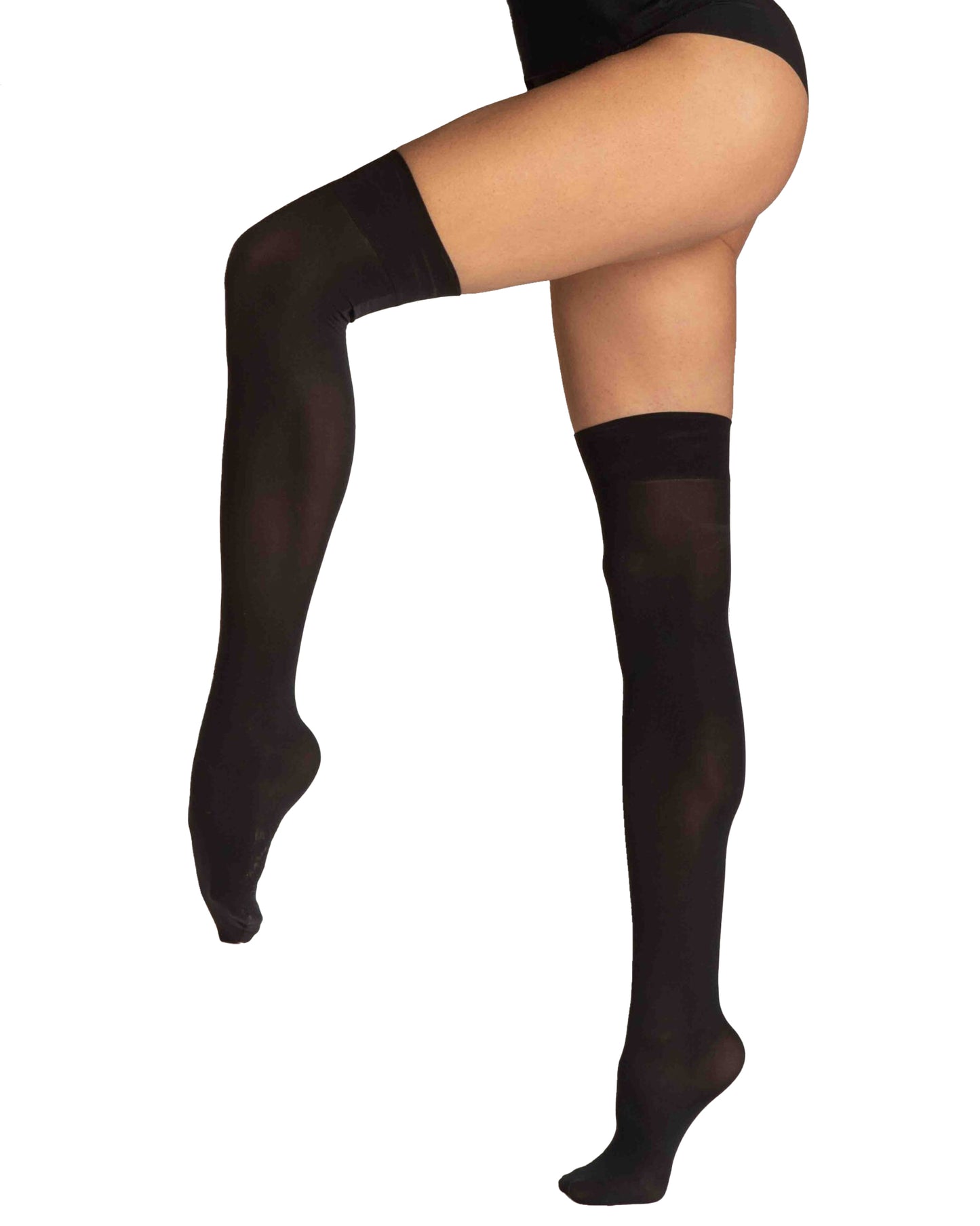 Omero 113752 Aria 50 Parigina - Plain black soft matte opaque over the knee socks with a deep elasticated cuff.