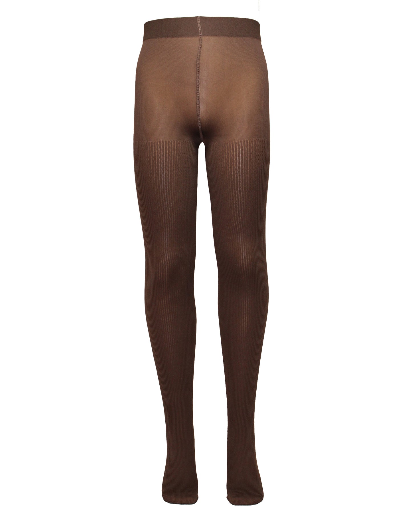 Omsa Serenella Cinderella Collant - Dark brown soft opaque ribbed children's tights with a plain smooth boxer top and deep comfort waist band.