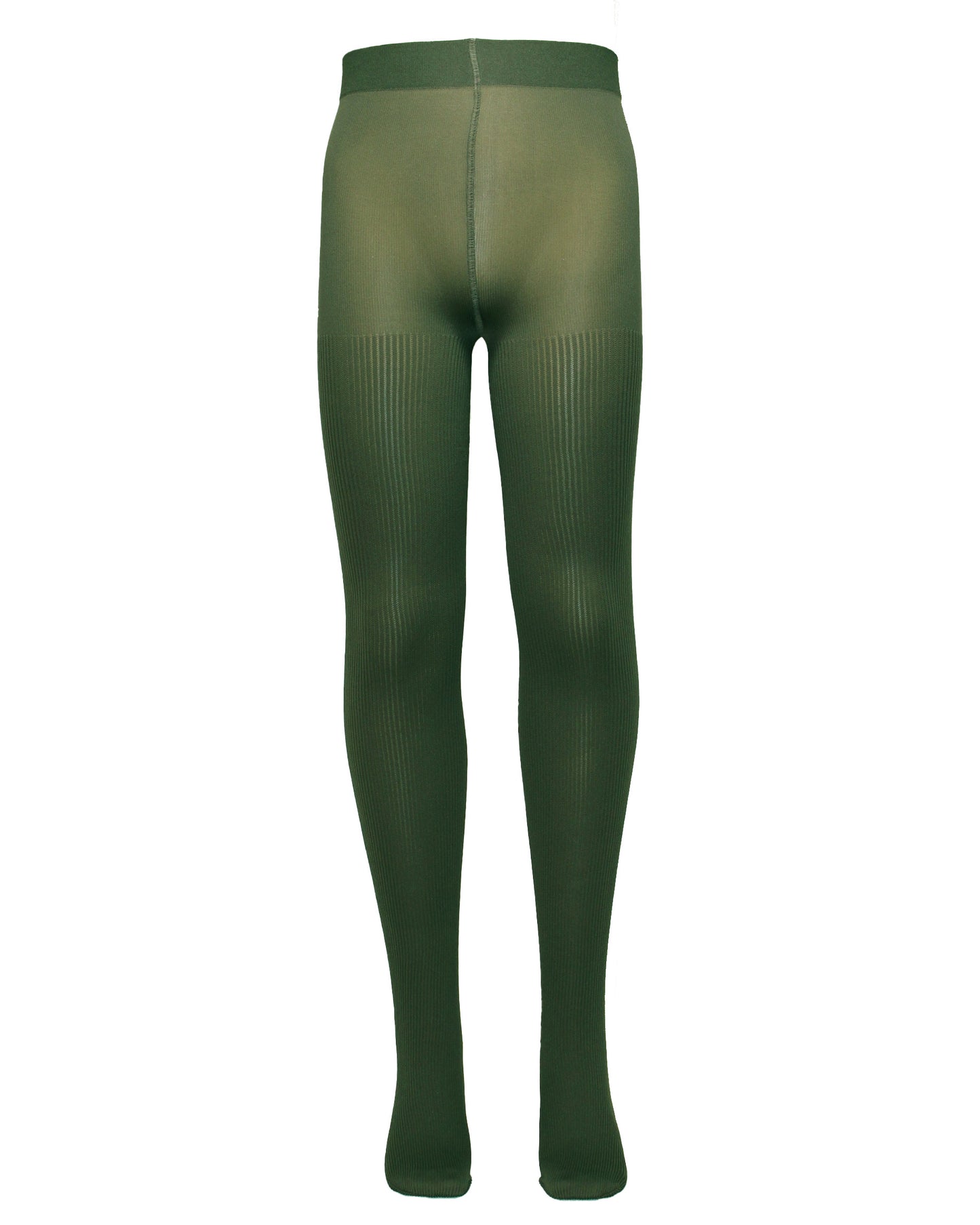Omsa Serenella Cinderella Collant - Dark bottle green soft opaque ribbed children's tights with a plain smooth boxer top and deep comfort waist band.