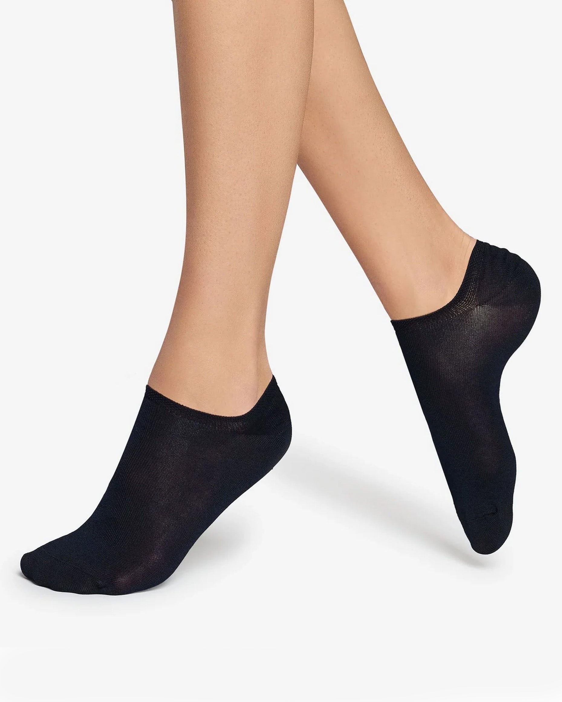 Omsa Minicalzino Liscio 2P - black low ankle cotton ankle socks.