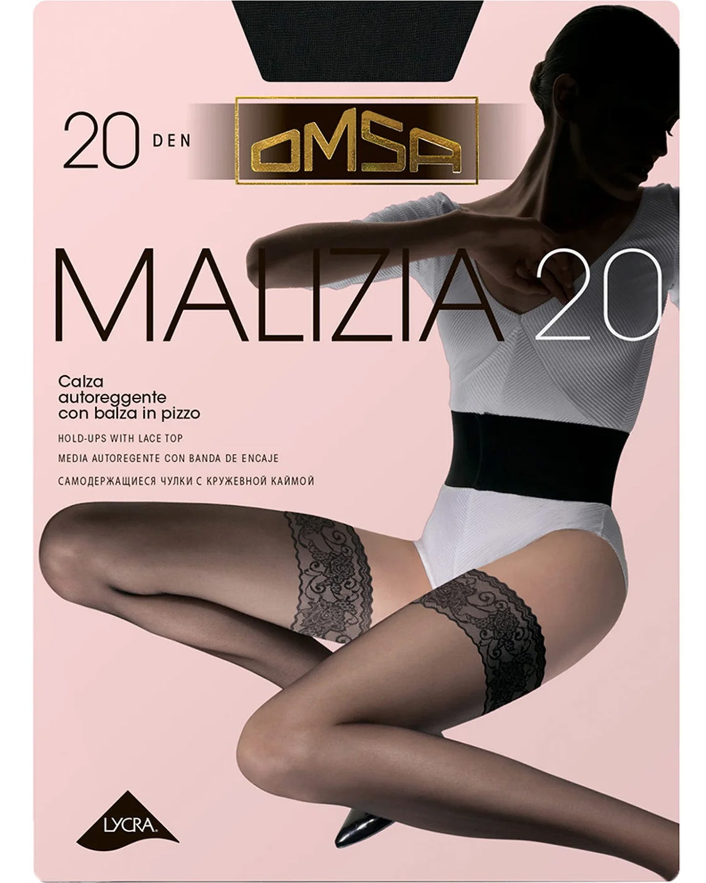 Omsa Malizia 20 Autoreggente - classic sheer hold ups with lace top and silicone