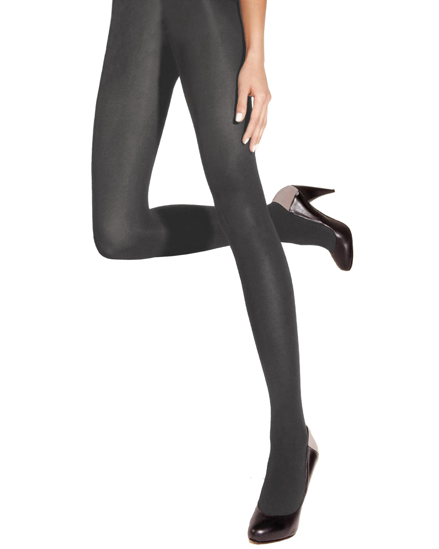 Omsa Micro & Cotton Tights - ultra opaque matte cotton lined winter thermal tights in grey.