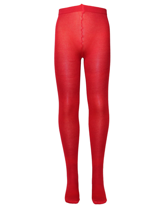 Omsa MiniCotton Collant - Bright red soft cotton mix knitted tights with a deep comfort waistband and flat seamless toe.