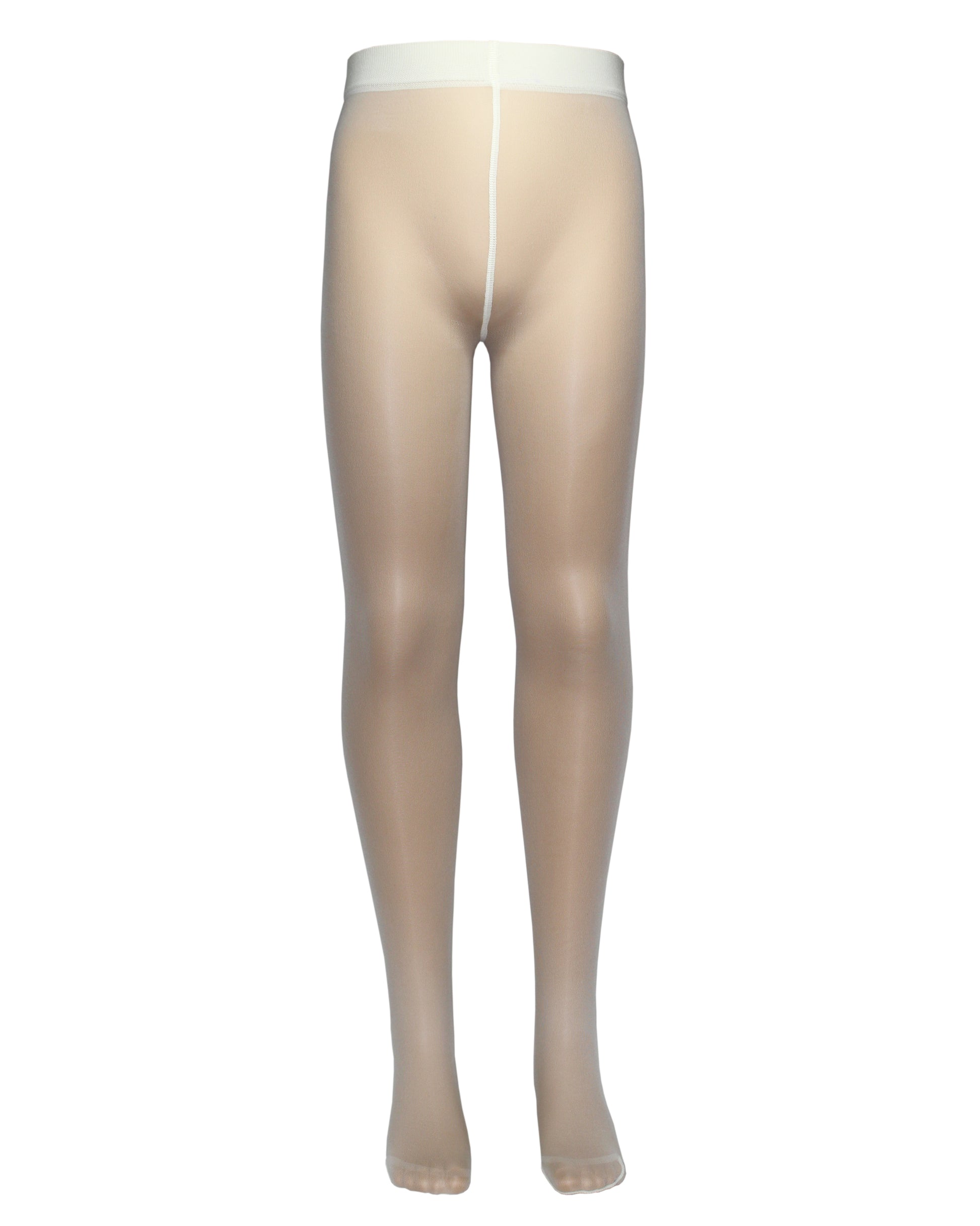 Omsa MiniVelour 25 Collant - Soft and matte semi sheer plain kid's tights in ivory cream.