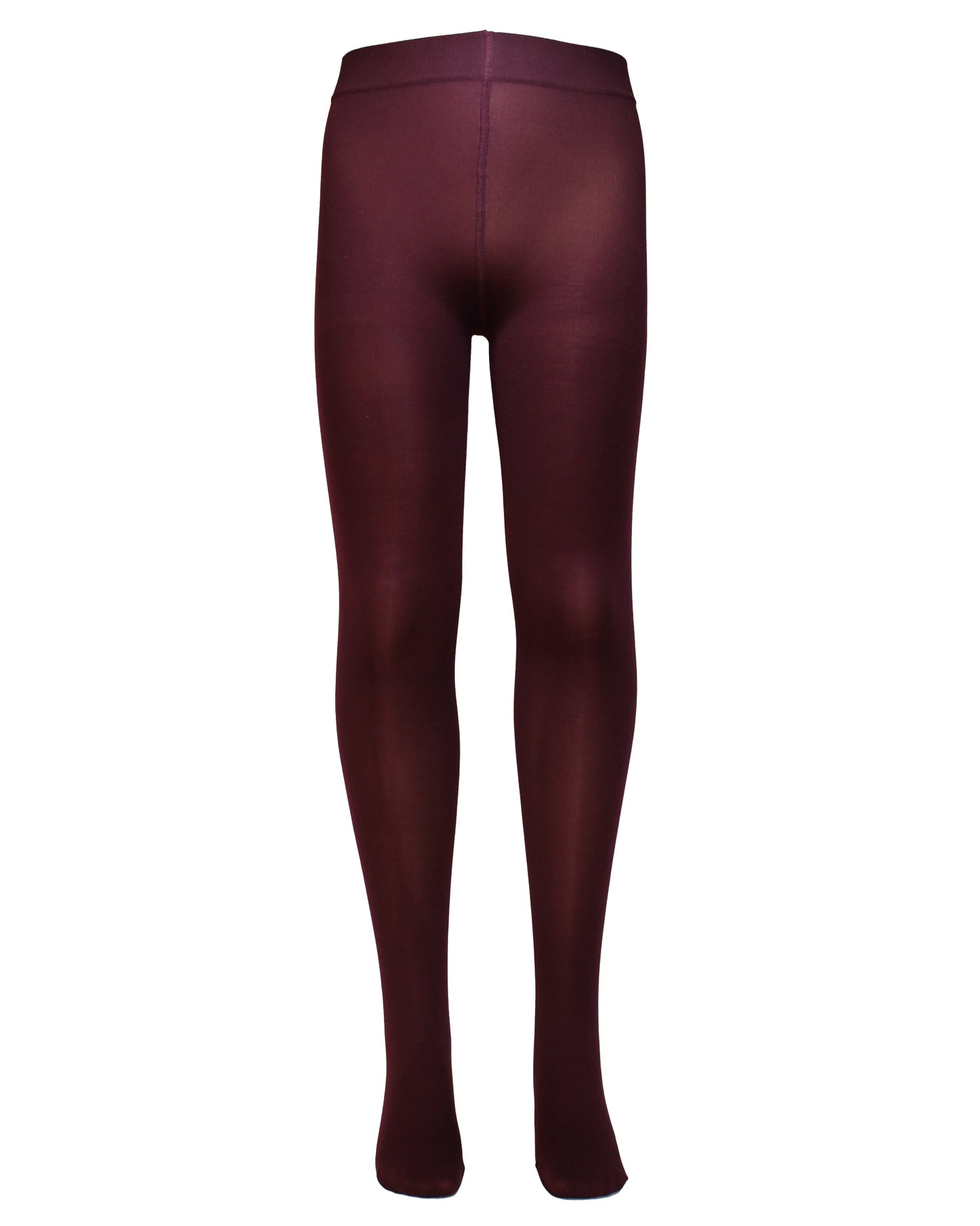 Omsa MiniVelour 40 Tights - Dark aubergine wine purple soft and matte opaque plain kid's tights with flat seams, deep waistband and reinforced toes.