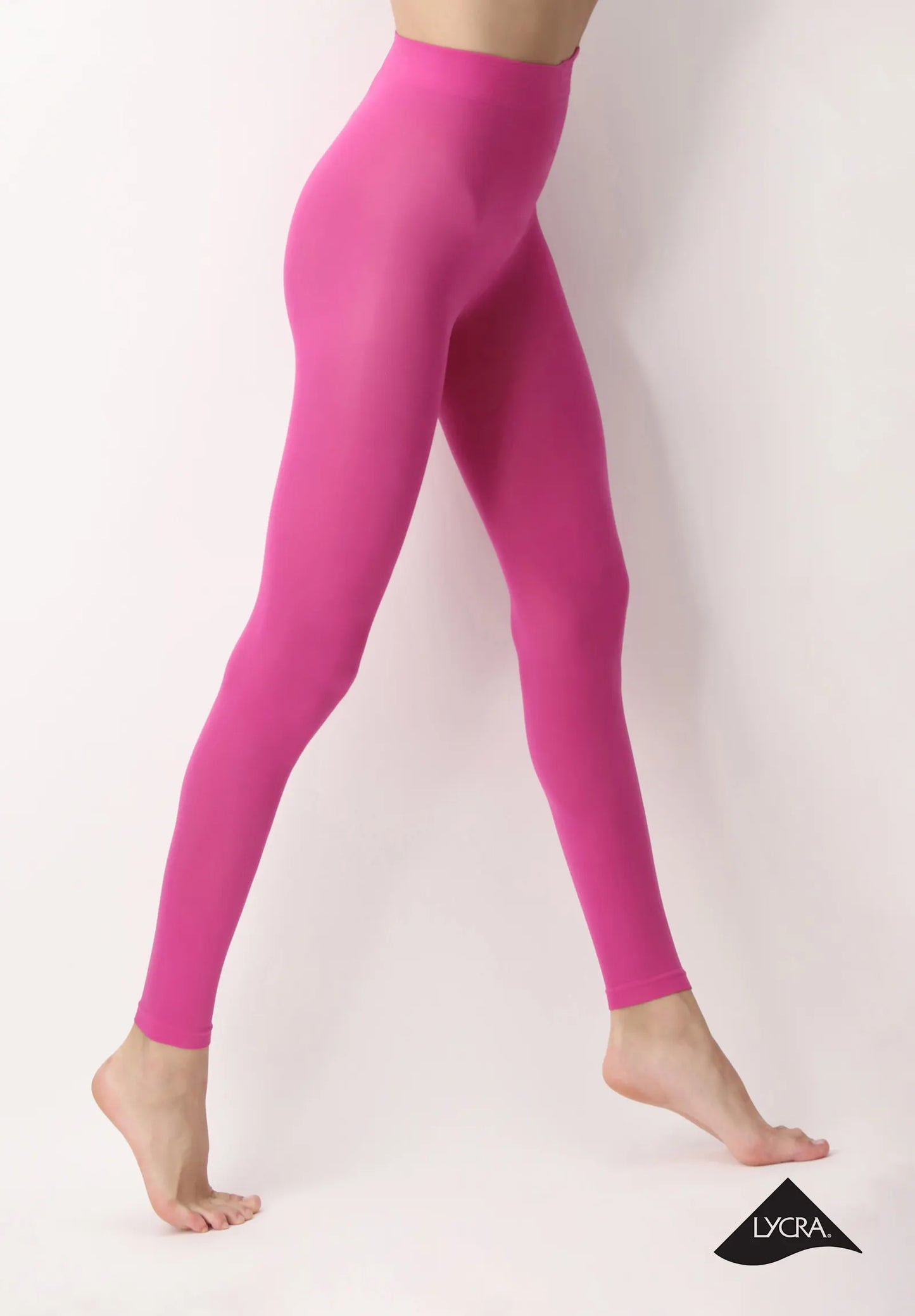 Oroblù All Colors Leggings - Bright pink soft matte opaque footless tights with deep comfort waist band, flat seams and gusset.