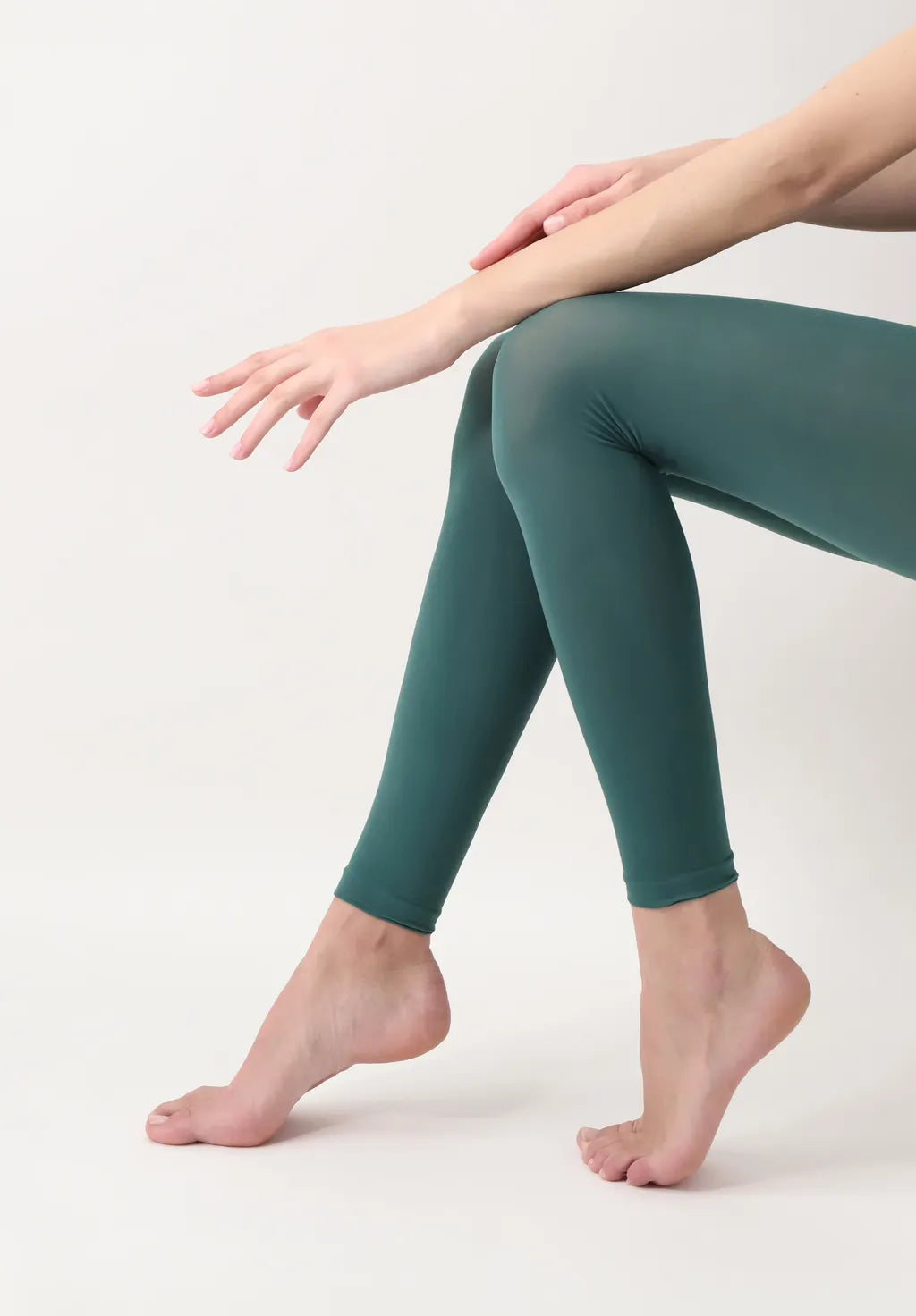 Oroblù All Colors Leggings - Green soft matte opaque footless tights with deep comfort waist band, flat seams and gusset.