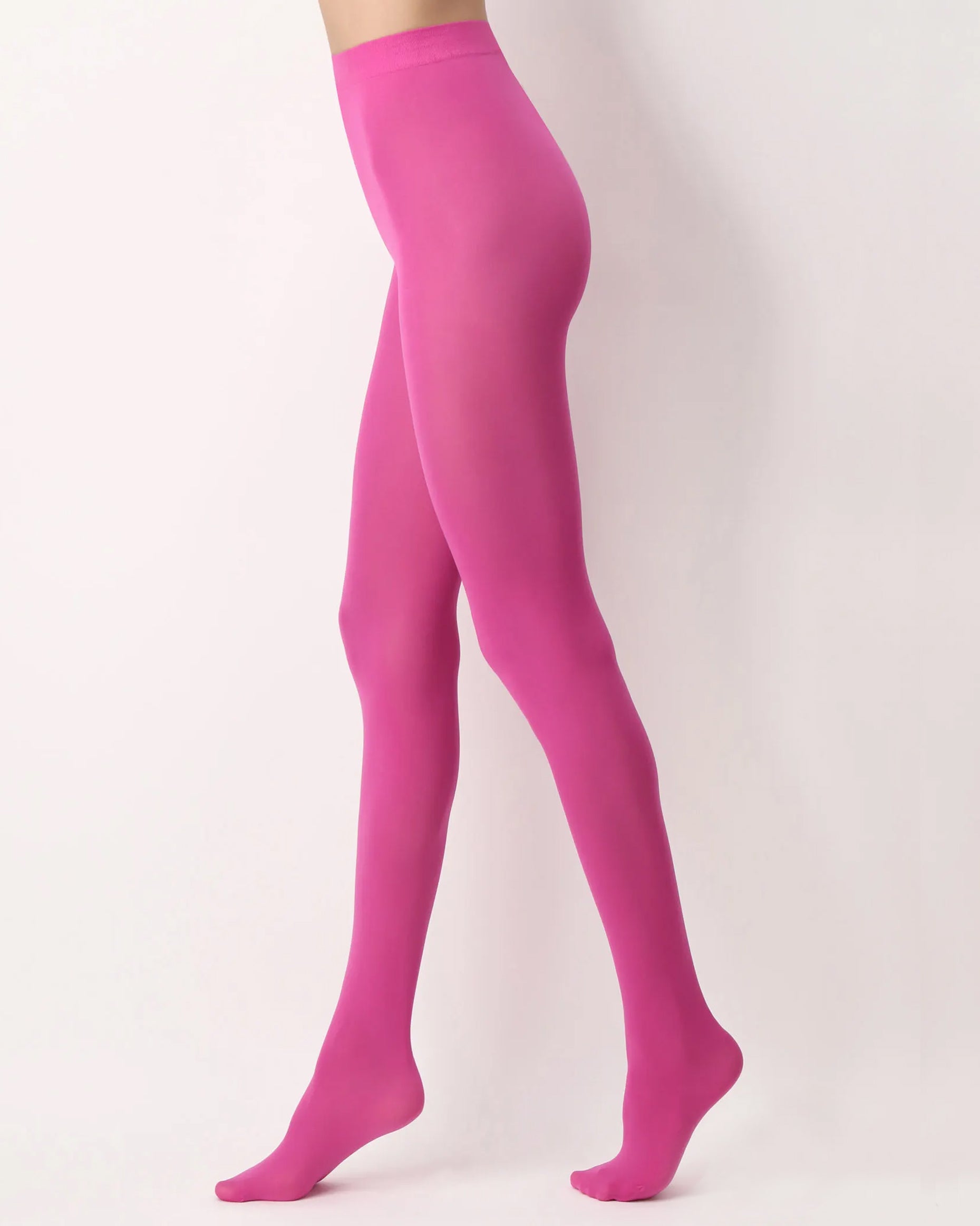 Oroblu All Colors 50 Den - Bright Barbie Pink (Glossy) microfibre opaque tights with cotton gusset, flat seams and deep comfort waistband.