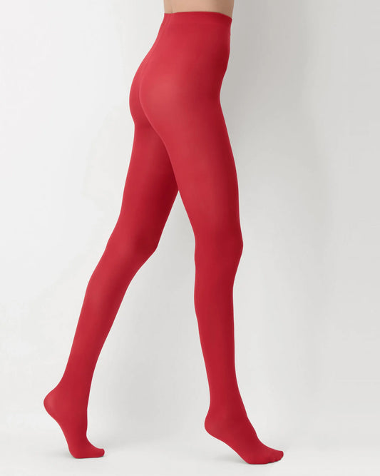 Oroblu All Colors 50 Den - Bright red microfibre opaque tights with cotton gusset, flat seams and deep comfort waistband.