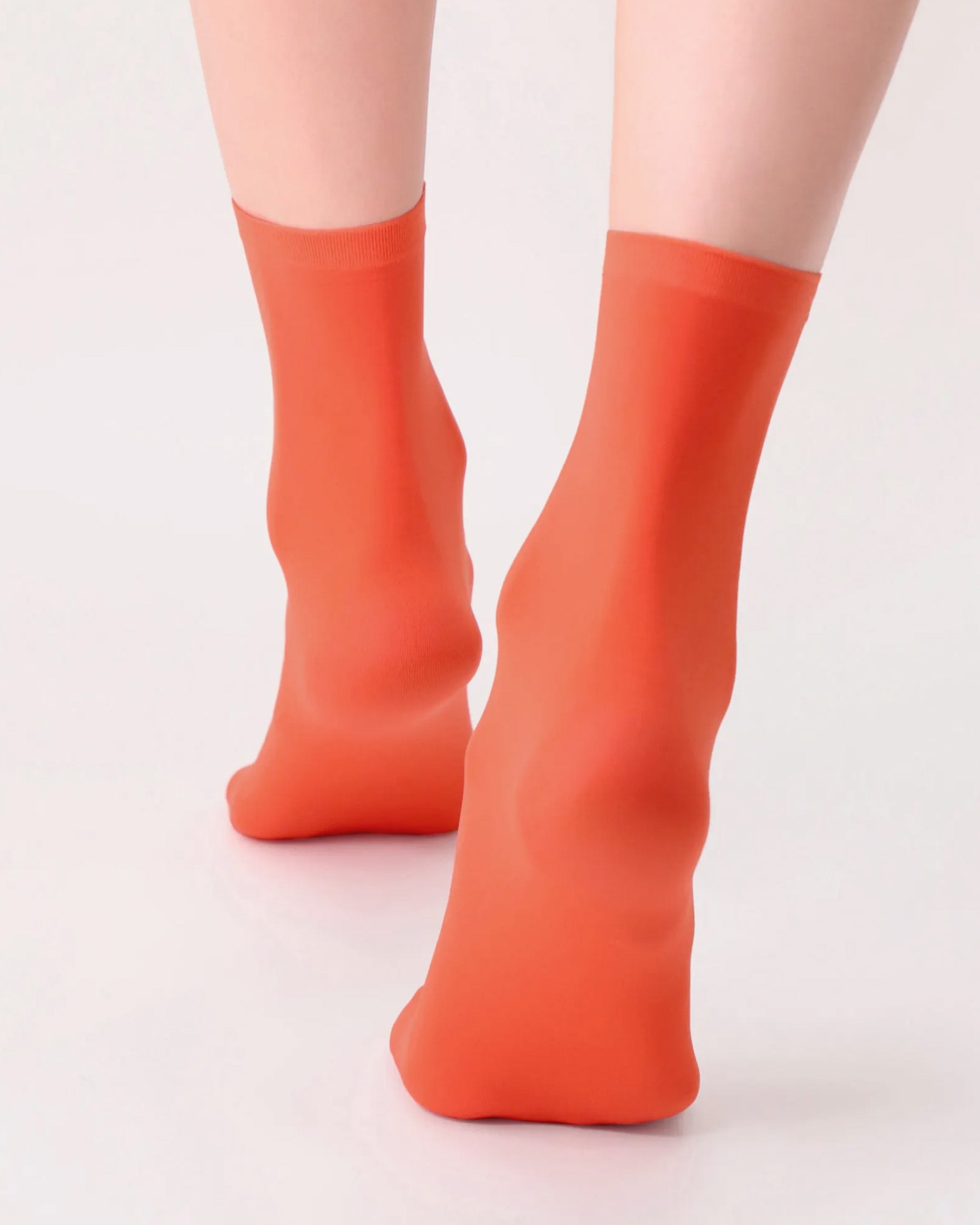 Oroblù All Colors Sock - Soft plain orange opaque ankle tube socks with plain cuff.