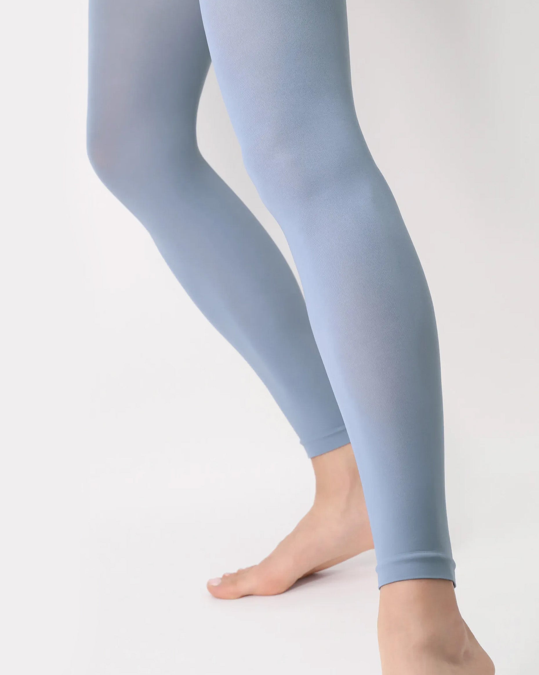 Oroblù All Colors Leggings - Pale pastel denim blue (ocean 13) soft matte opaque footless tights with deep comfort waist band, flat seams and gusset.