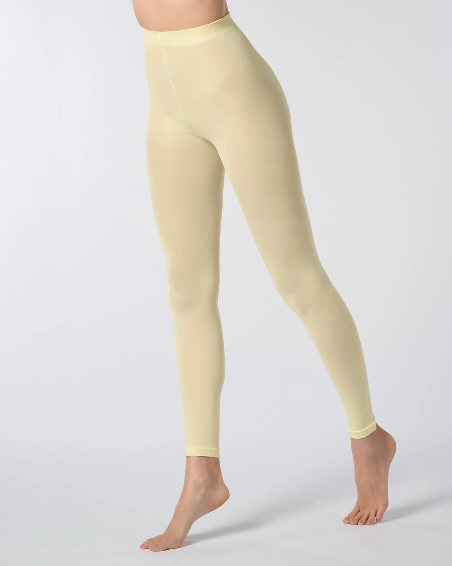 Oroblù All Colors Leggings - Pastel yellow (vanilla 3) soft matte opaque footless tights with deep comfort waist band, flat seams and gusset.
