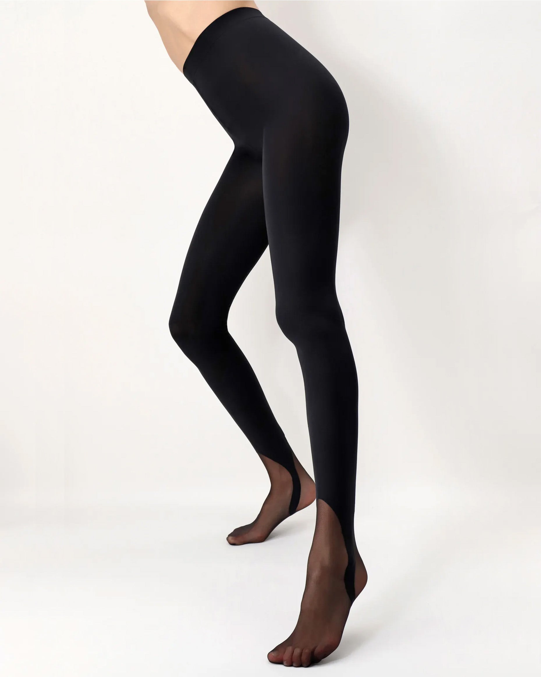 Oroblù Gaiter Tights - Opaque fashion tights with a sheer stir-up/ski pants effect on the foot and gusset.