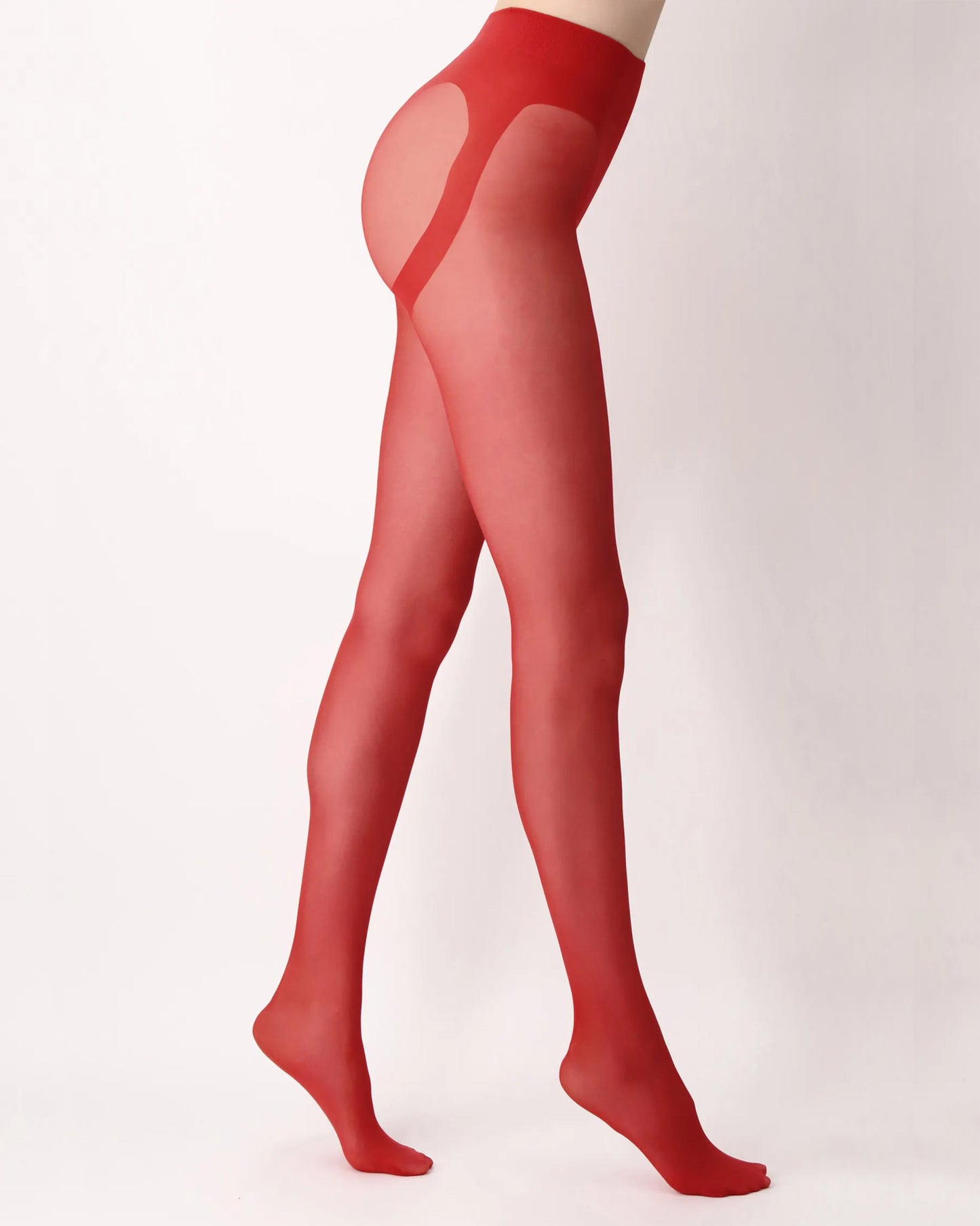 Oroblù Shock Up Line Tights - Sheer red tights with a back-seam, shaping push-up panty control-top