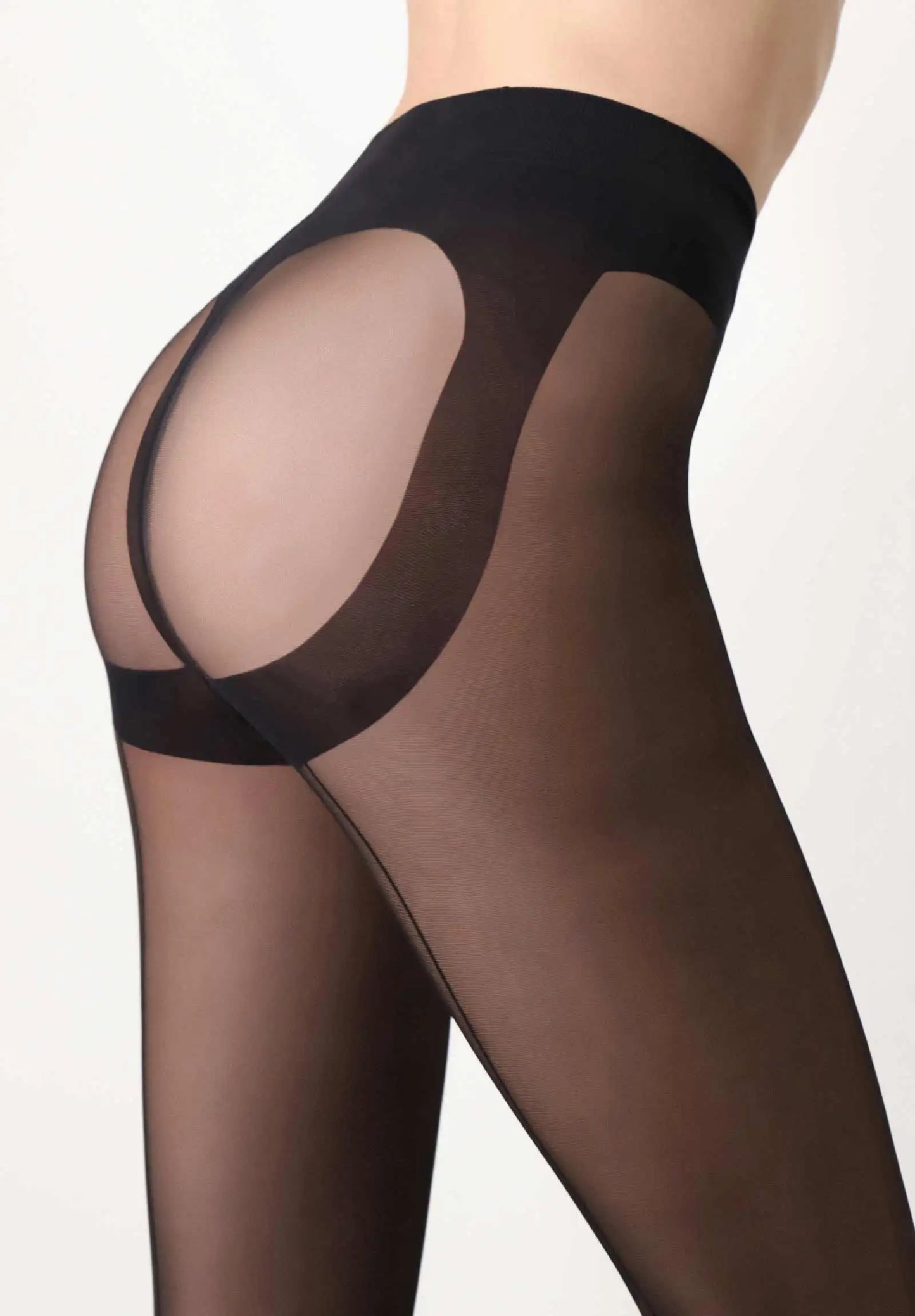 Oroblù Shock Up Line Collant - Sheer black tights with a back-seam, shaping push-up panty control-top