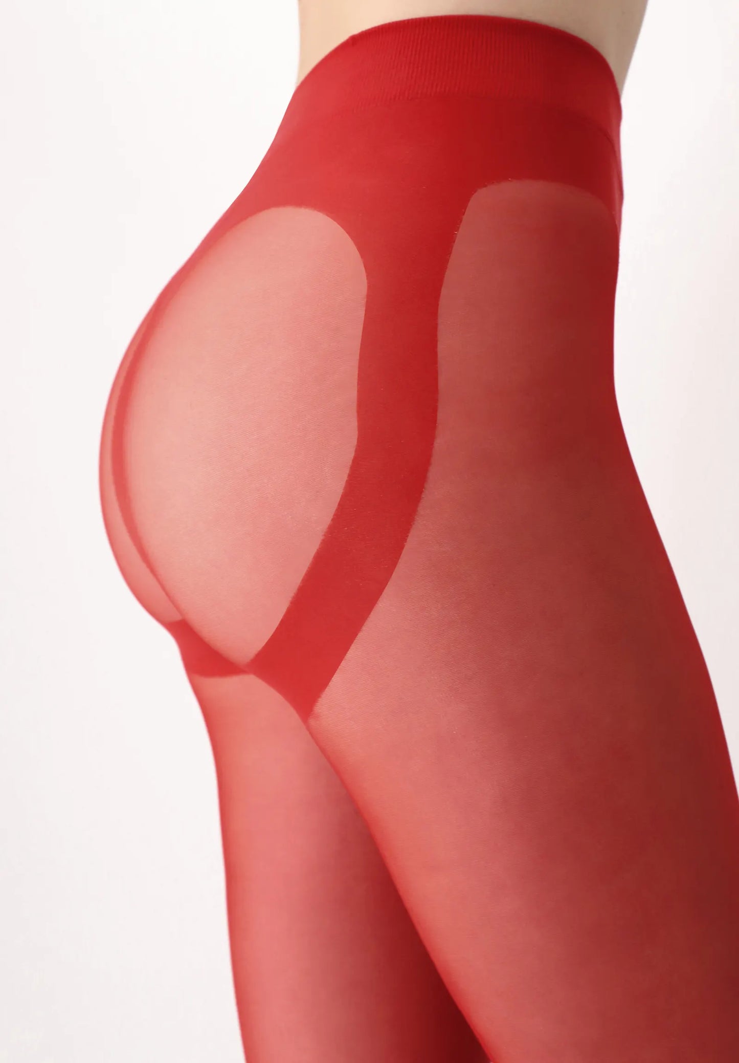 Oroblù Shock Up Line Collant - Sheer red tights with a back-seam, shaping push-up panty control-top