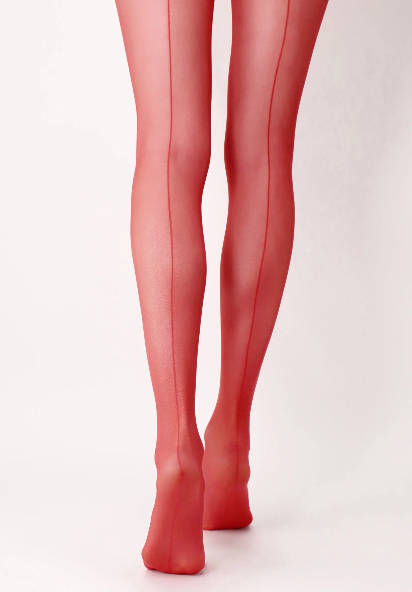 Oroblù Shock Up Line Tights - Sheer red tights with a back-seam line, shaping push-up panty control-top