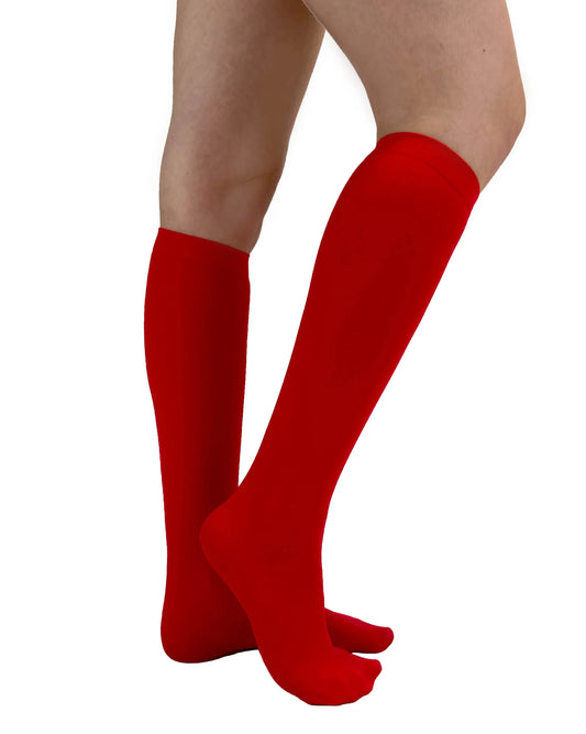 Pamela Mann Red Knee-High Pop Socks - Bright red matte opaque knee-high socks with an elasticated cuff.
