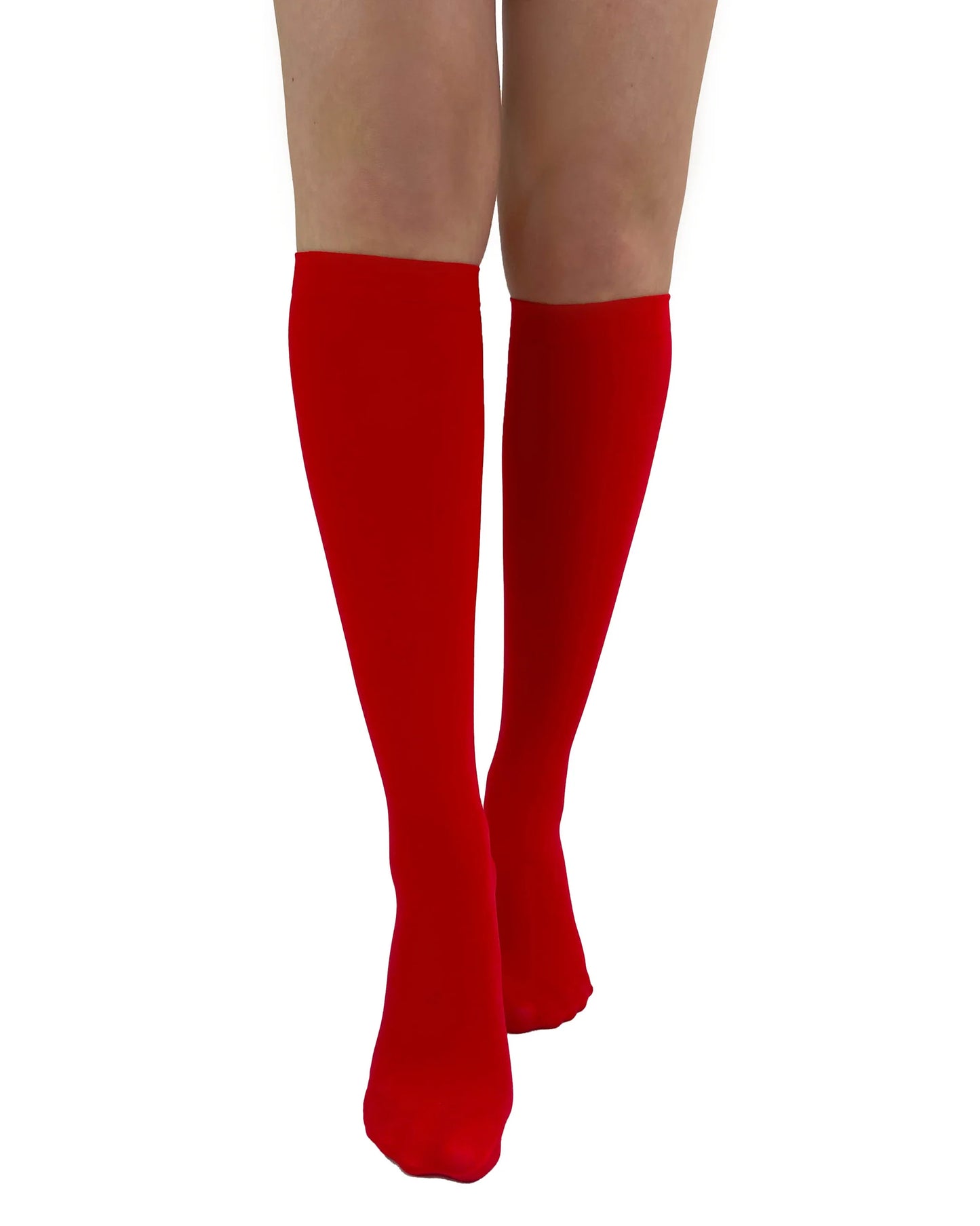 Pamela Mann Red Knee-High Pop Socks - Bright red matte opaque knee-high socks with an elasticated cuff.