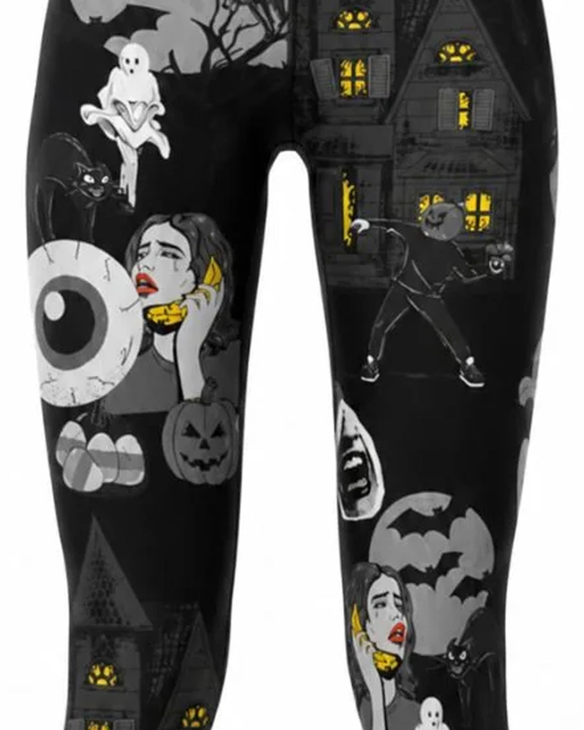 Cartoon Chaos Mono Printed Tights