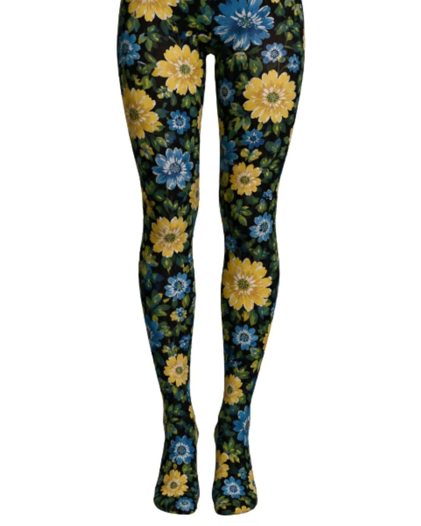Floral patterned tights on a white background